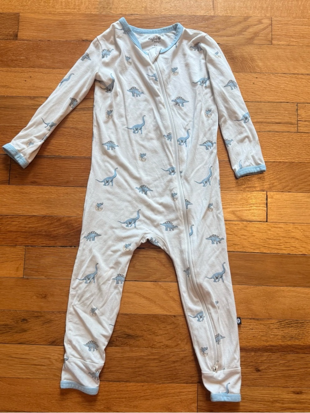 KYTE BABY Bamboo Pajama Dinosaur Onesie One‎ Piece size 3T Blue White